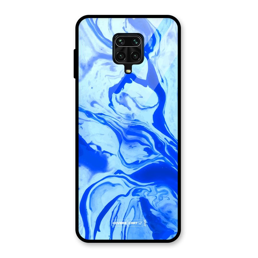 Blaze Blue Marble Texture Glass Back Case for Redmi Note 9 Pro