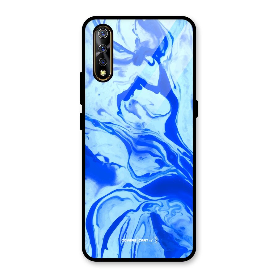 Blaze Blue Marble Texture Glass Back Case for Vivo S1
