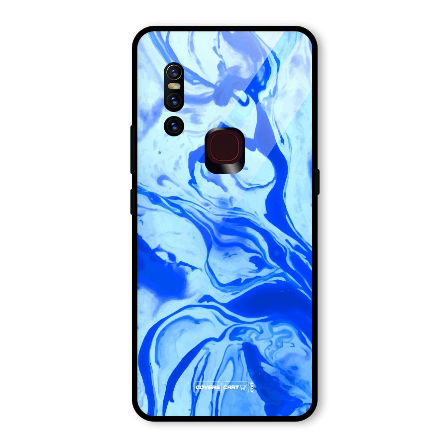 Blaze Blue Marble Texture Glass Back Case for Vivo V15