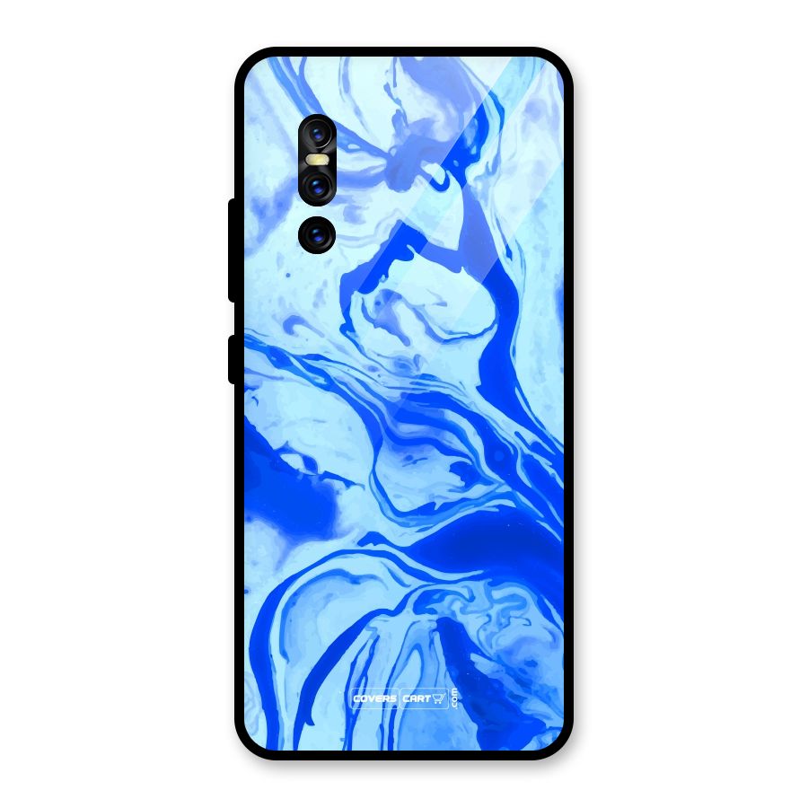 Blaze Blue Marble Texture Glass Back Case for Vivo V15 Pro