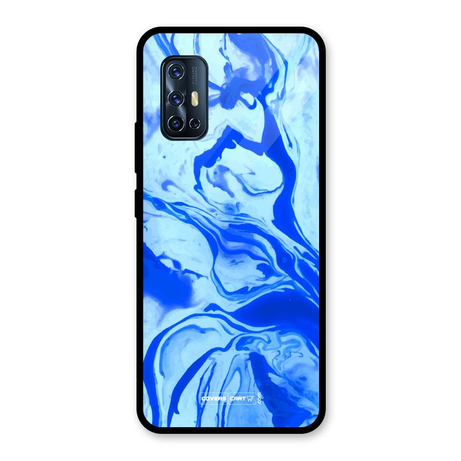 Blaze Blue Marble Texture Glass Back Case for Vivo V17