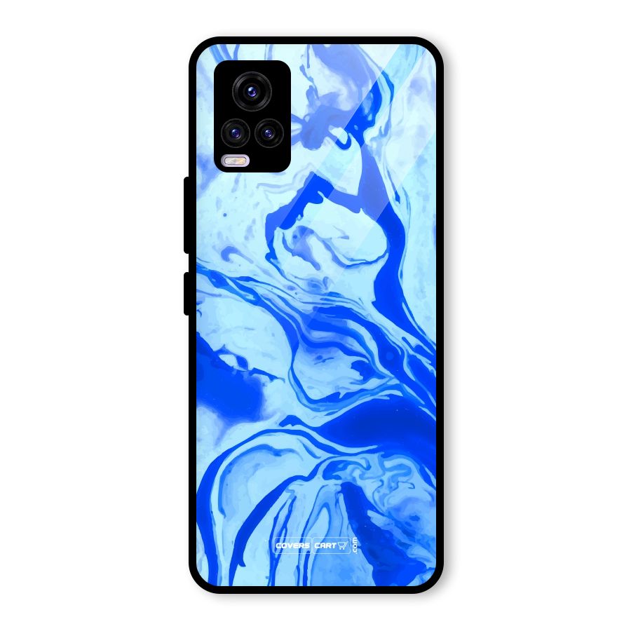 Blaze Blue Marble Texture Glass Back Case for Vivo V20