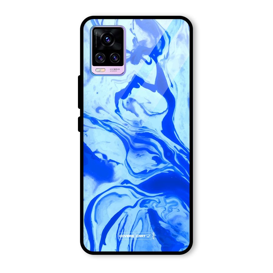 Blaze Blue Marble Texture Glass Back Case for Vivo V20 Pro