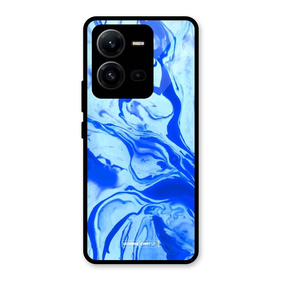 Blaze Blue Marble Texture Glass Back Case for Vivo V25