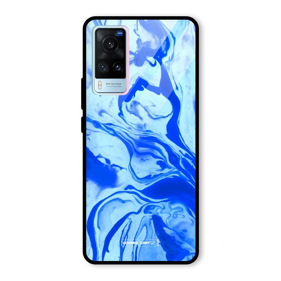 Blaze Blue Marble Texture Glass Back Case for Vivo X60