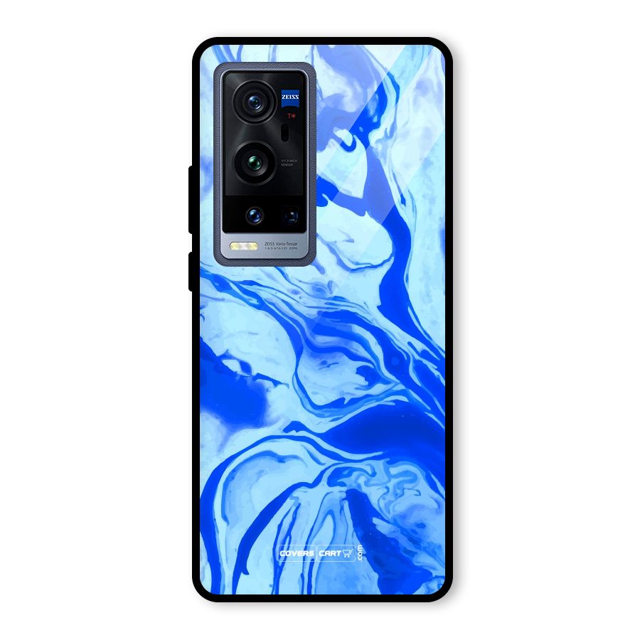 Blaze Blue Marble Texture Glass Back Case for Vivo X60 Pro Plus