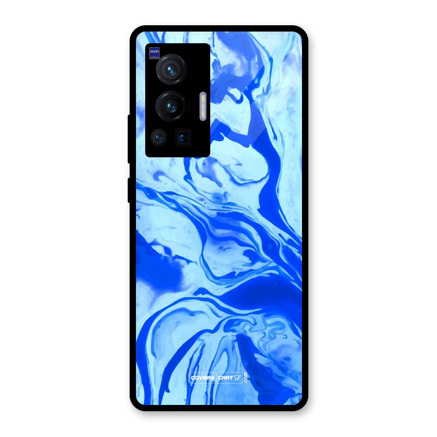 Blaze Blue Marble Texture Glass Back Case for Vivo X70 Pro