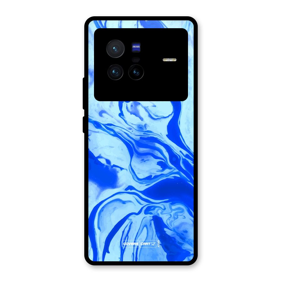 Blaze Blue Marble Texture Glass Back Case for Vivo X80