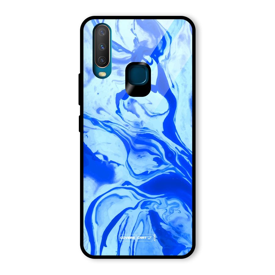 Blaze Blue Marble Texture Glass Back Case for Vivo Y15
