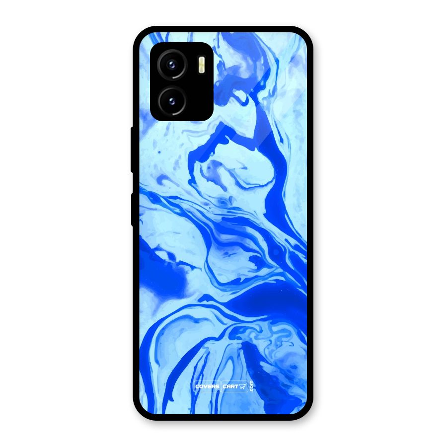Blaze Blue Marble Texture Glass Back Case for Vivo Y15s
