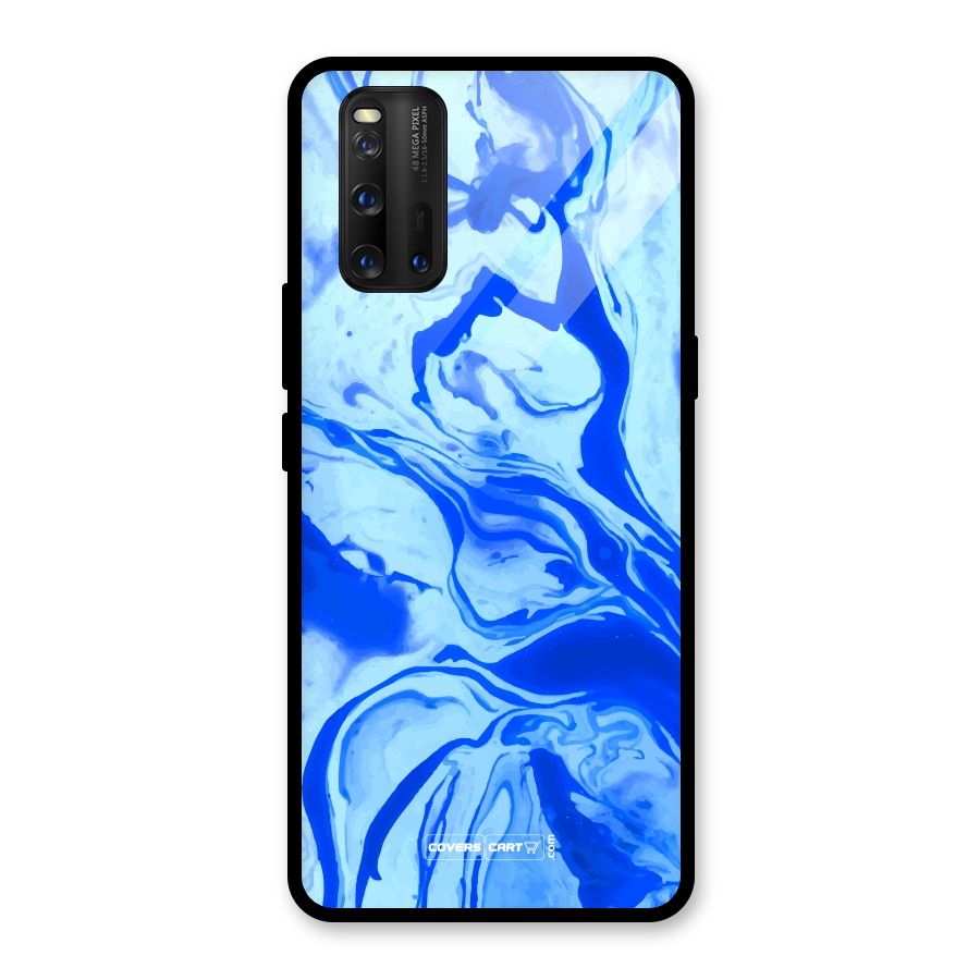 Blaze Blue Marble Texture Glass Back Case for Vivo iQOO 3