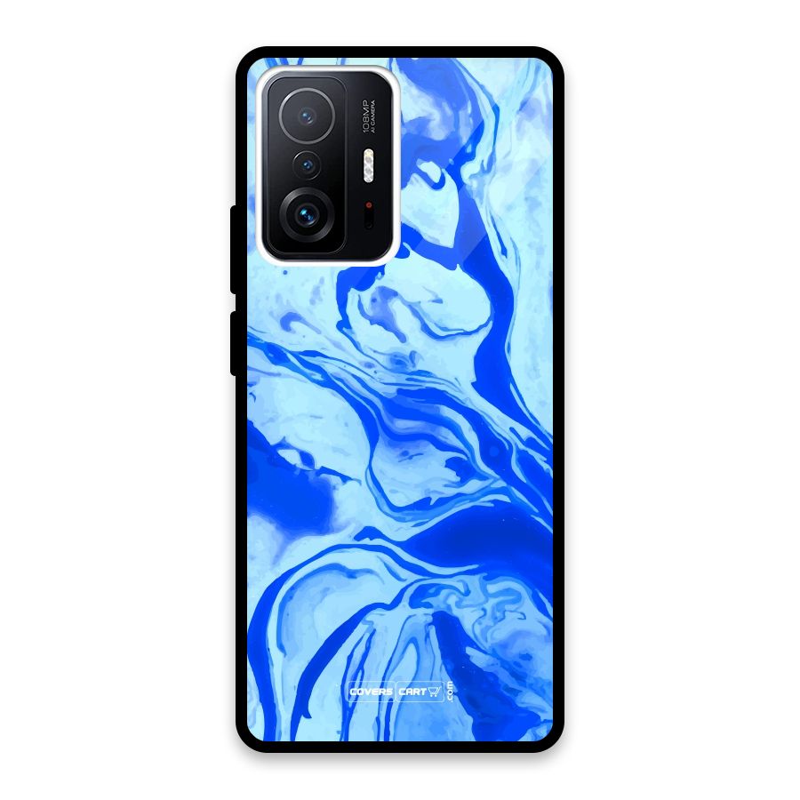 Blaze Blue Marble Texture Glass Back Case for Xiaomi 11T Pro