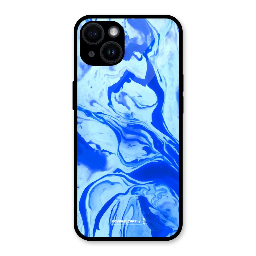 Blaze Blue Marble Texture Glass Back Case for iPhone 14