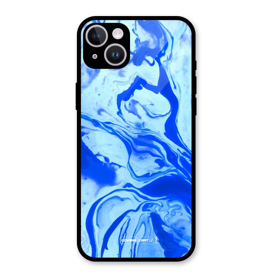 Blaze Blue Marble Texture Glass Back Case for iPhone 14 Plus