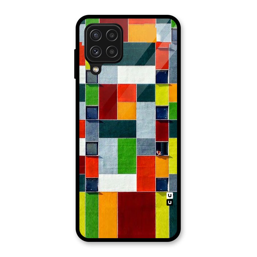 Block Color Design Glass Back Case for Galaxy A22 4G