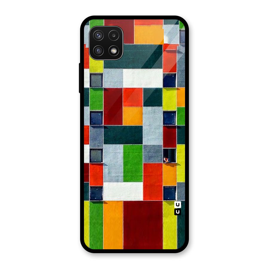 Block Color Design Glass Back Case for Galaxy A22 5G