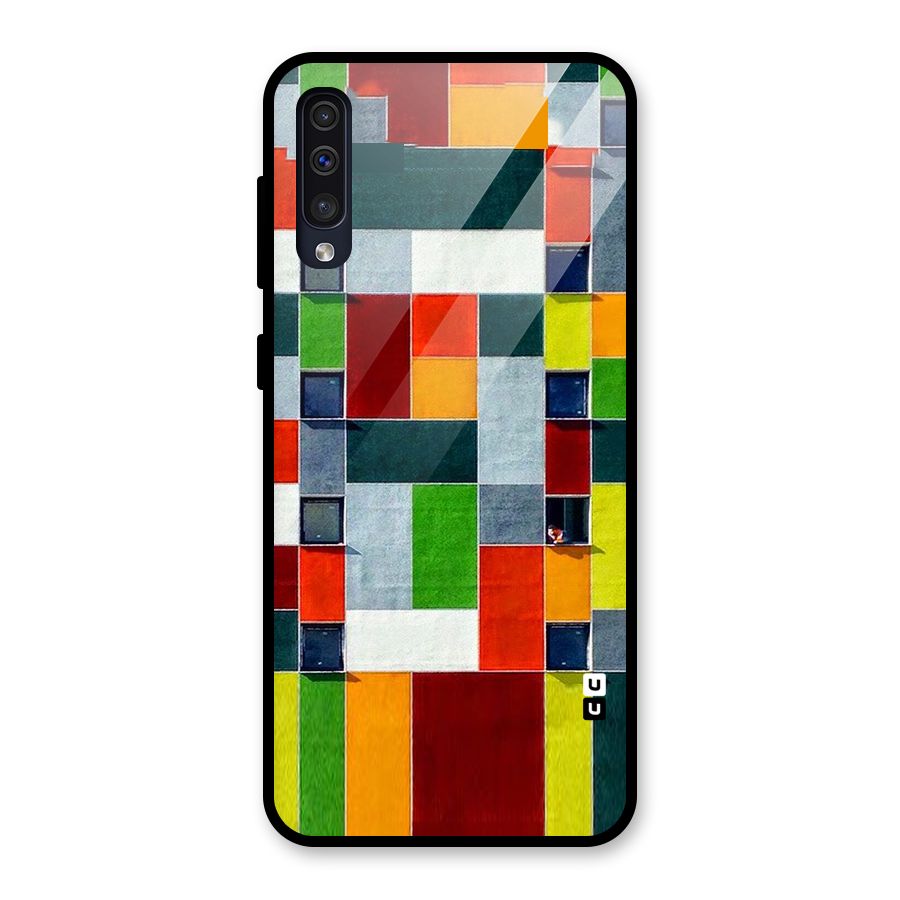 Block Color Design Glass Back Case for Galaxy A30s
