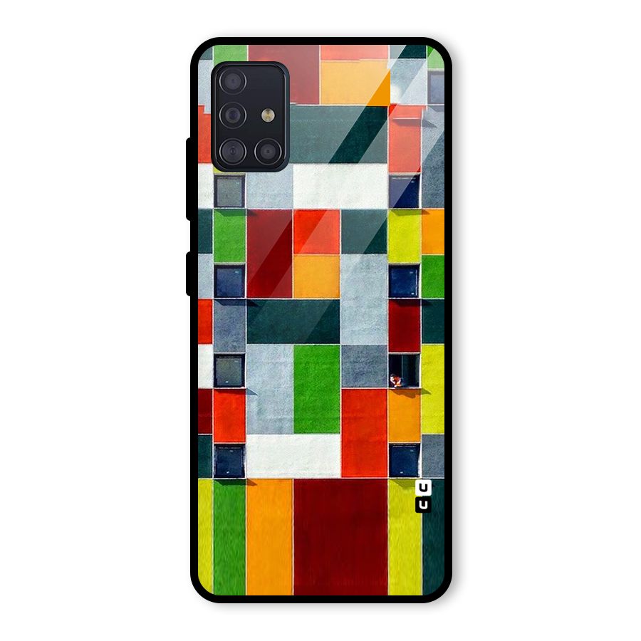 Block Color Design Glass Back Case for Galaxy A51