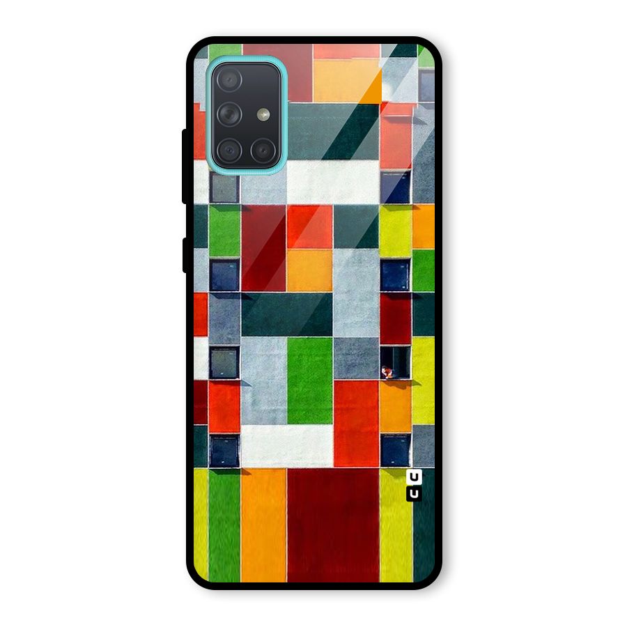 Block Color Design Glass Back Case for Galaxy A71