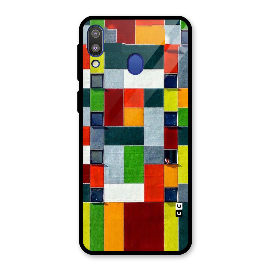 Block Color Design Glass Back Case for Galaxy M20