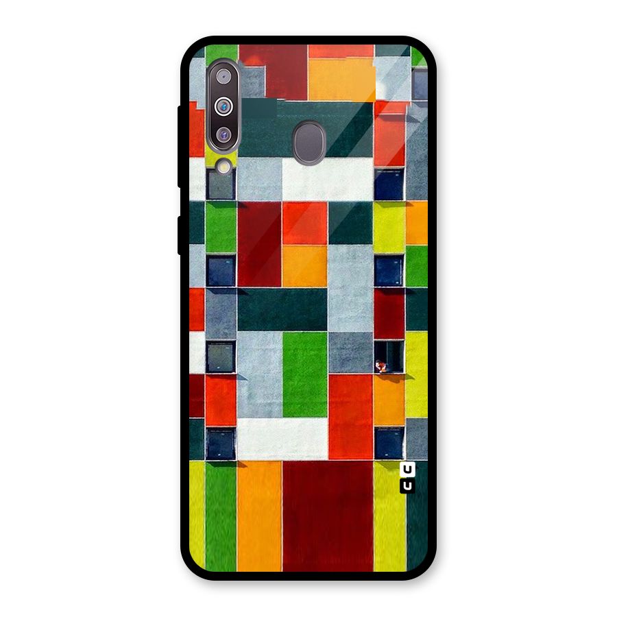 Block Color Design Glass Back Case for Galaxy M30