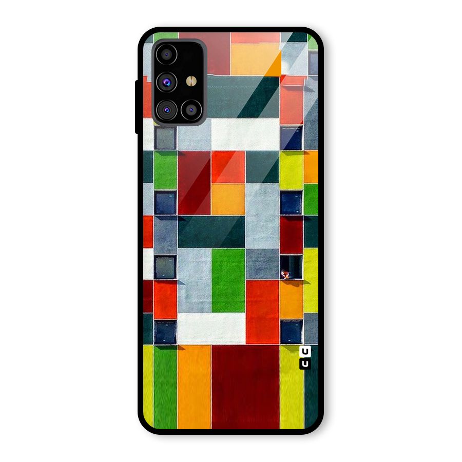 Block Color Design Glass Back Case for Galaxy M31s