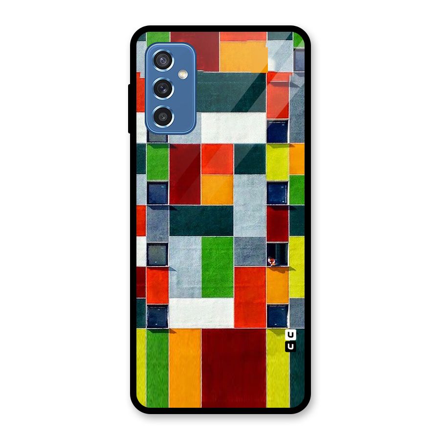 Block Color Design Glass Back Case for Galaxy M52 5G