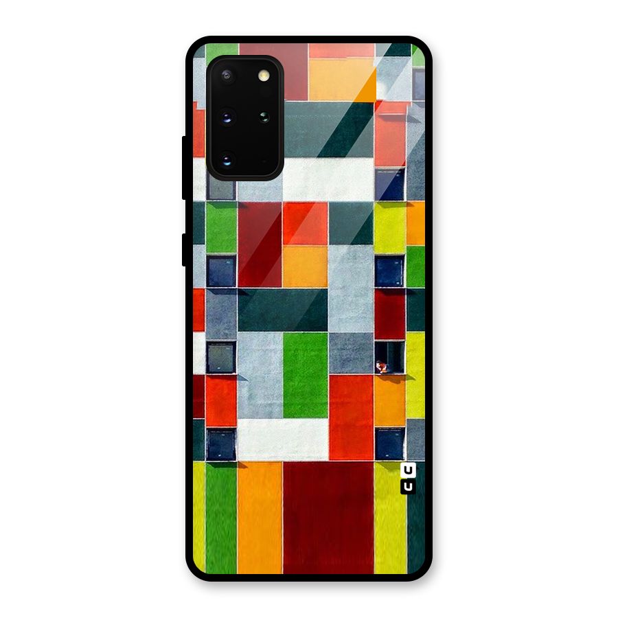Block Color Design Glass Back Case for Galaxy S20 Plus