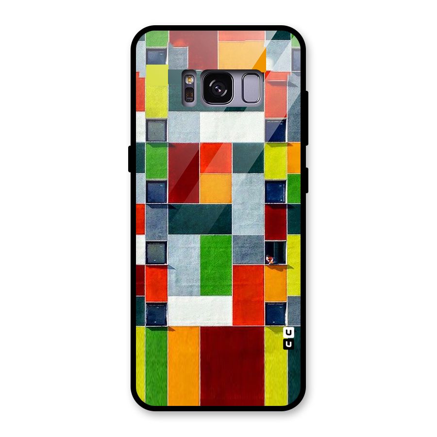 Block Color Design Glass Back Case for Galaxy S8