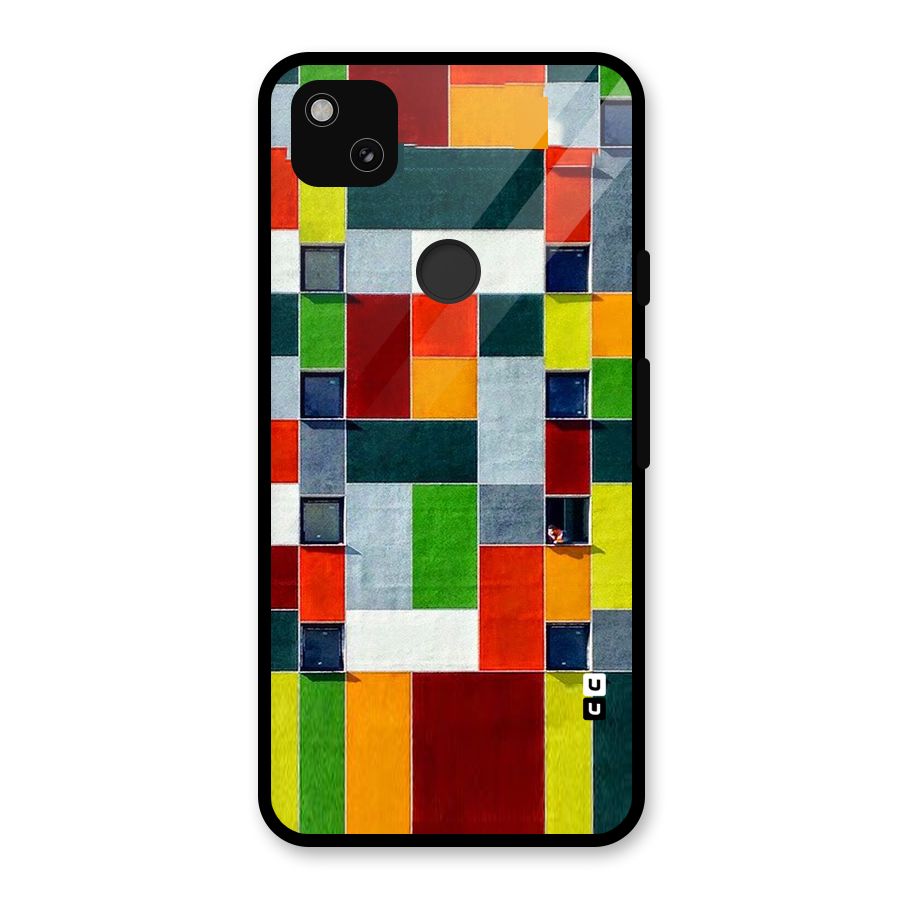 Block Color Design Glass Back Case for Google Pixel 4a