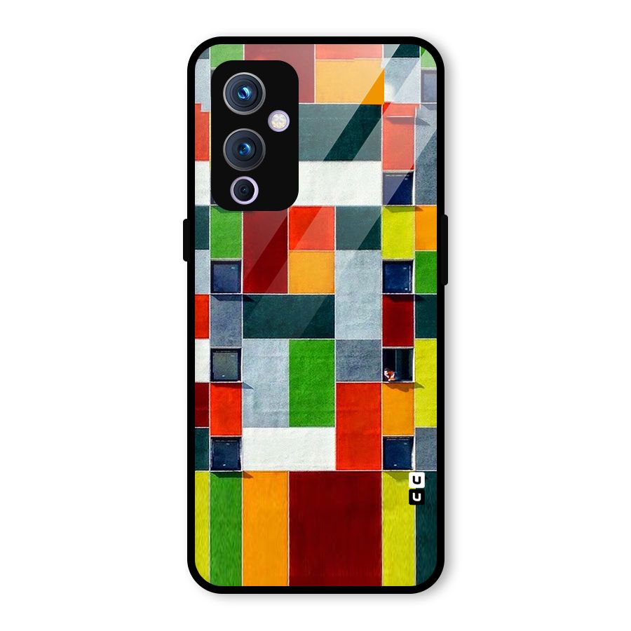 Block Color Design Glass Back Case for OnePlus 9
