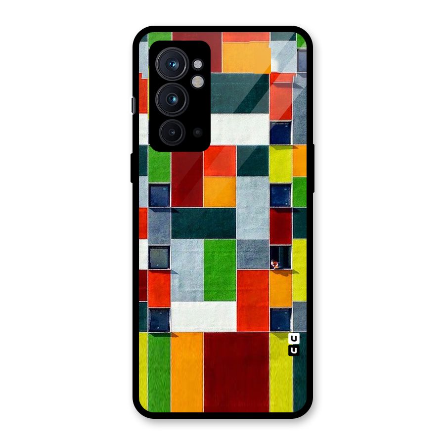 Block Color Design Glass Back Case for OnePlus 9RT 5G