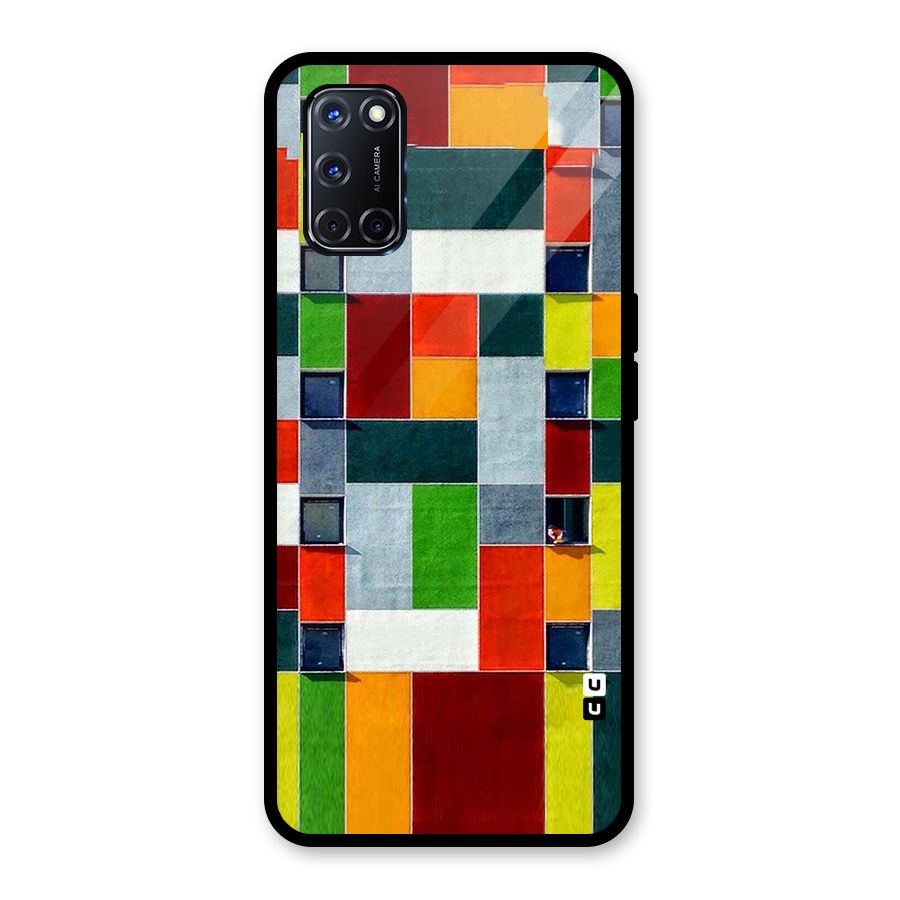 Block Color Design Glass Back Case for Oppo A52