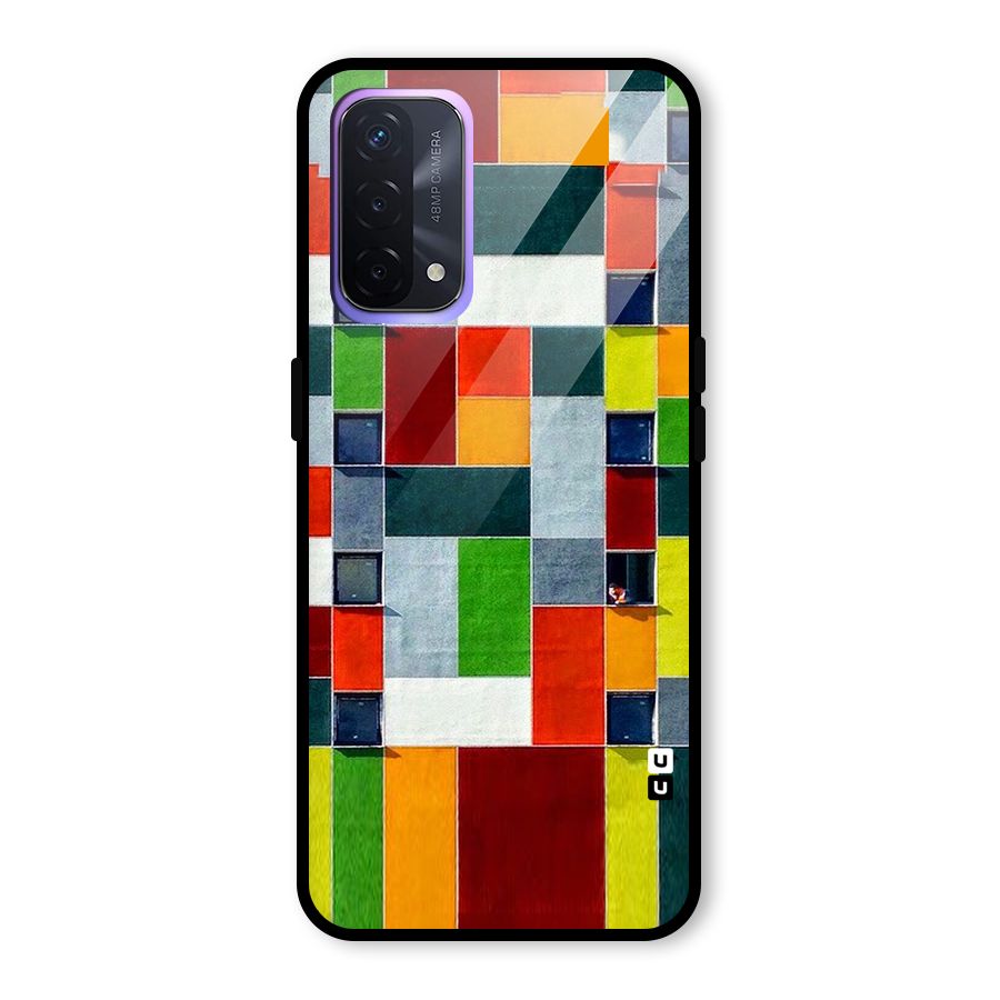 Block Color Design Glass Back Case for Oppo A74 5G