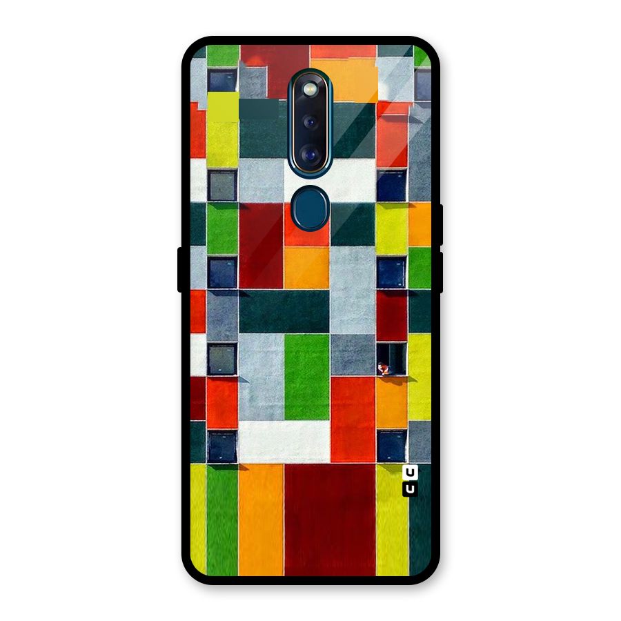 Block Color Design Glass Back Case for Oppo F11 Pro