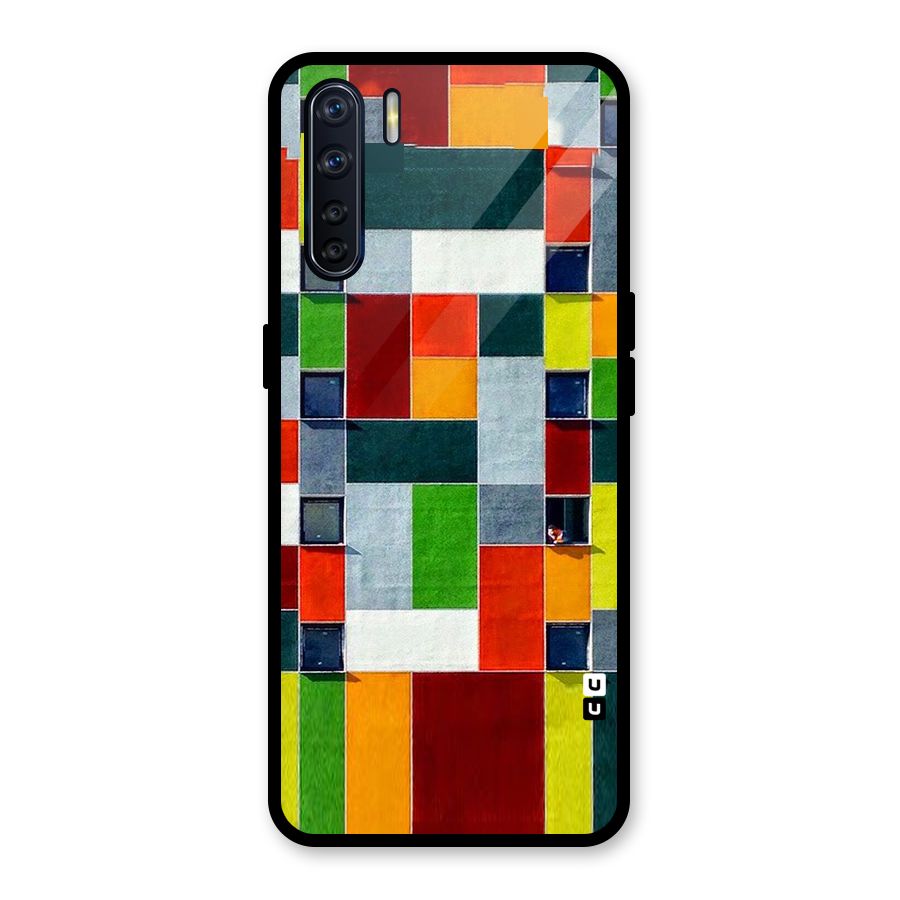 Block Color Design Glass Back Case for Oppo F15