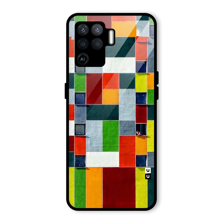Block Color Design Glass Back Case for Oppo F19 Pro