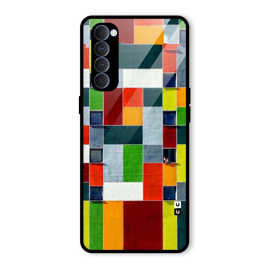 Block Color Design Glass Back Case for Oppo Reno4 Pro