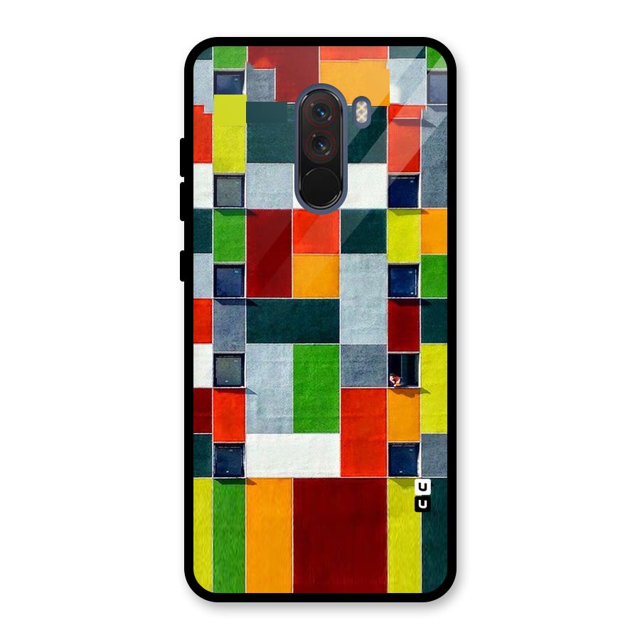 Block Color Design Glass Back Case for Poco F1