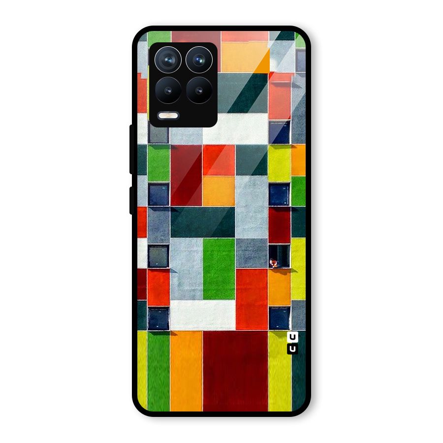 Block Color Design Glass Back Case for Realme 8 Pro