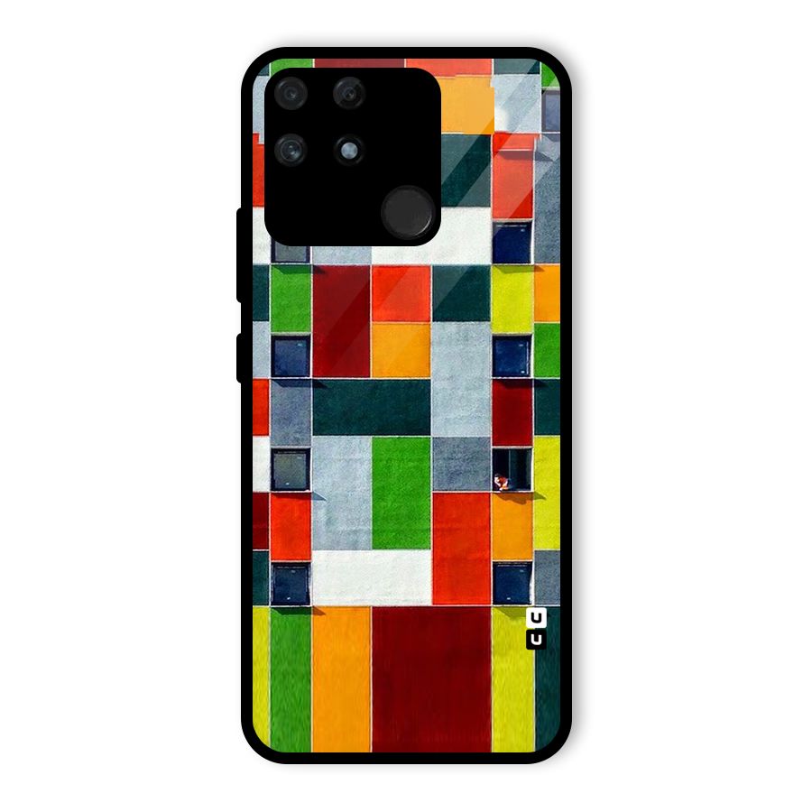 Block Color Design Glass Back Case for Realme Narzo 50A