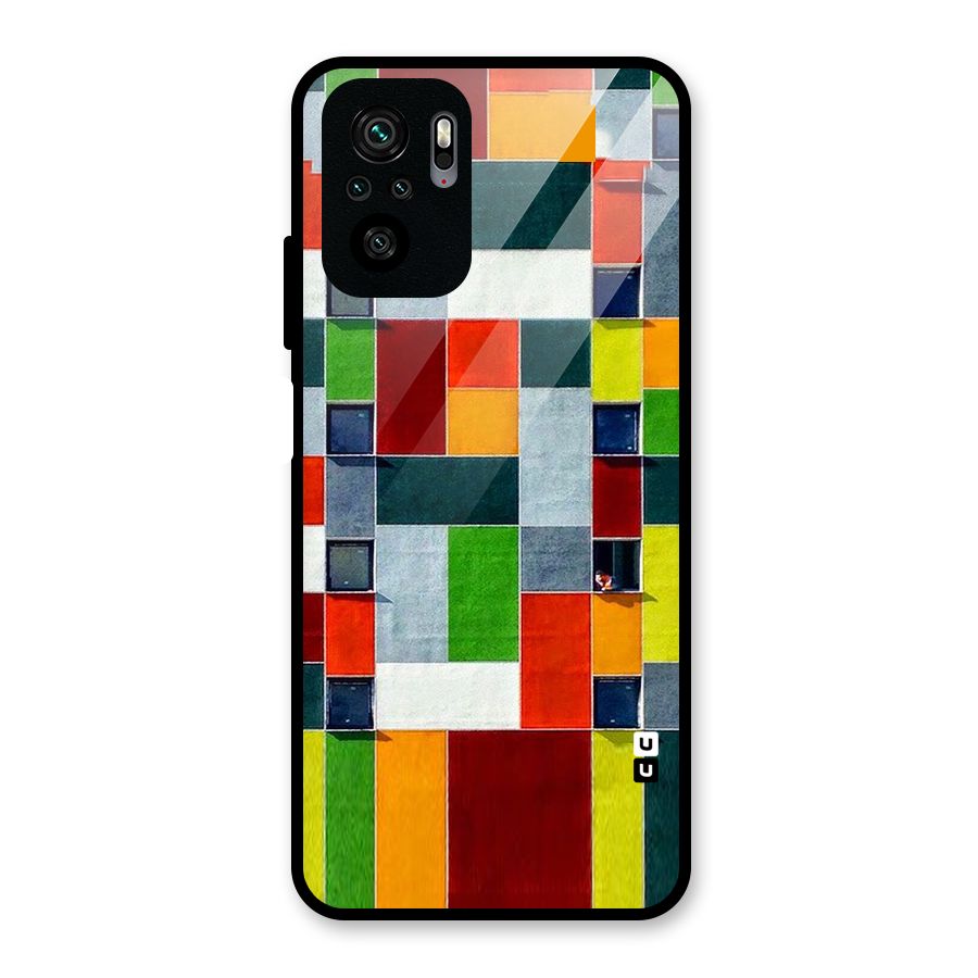 Block Color Design Glass Back Case for Redmi Note 10S