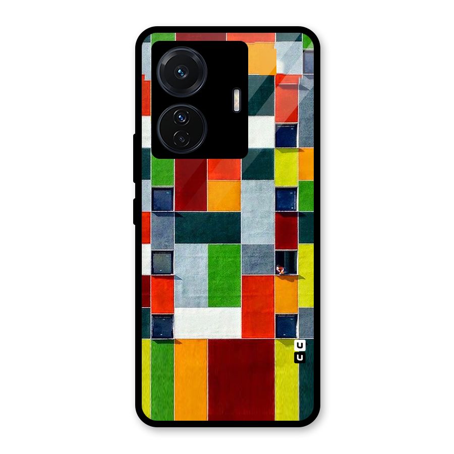 Block Color Design Glass Back Case for Vivo T1 Pro