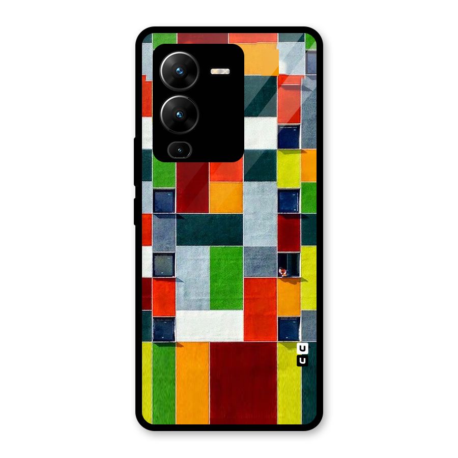 Block Color Design Glass Back Case for Vivo V25 Pro