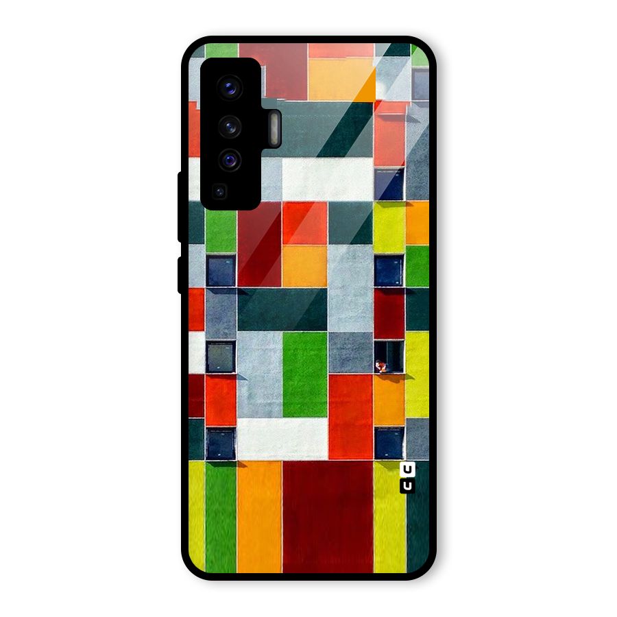 Block Color Design Glass Back Case for Vivo X50