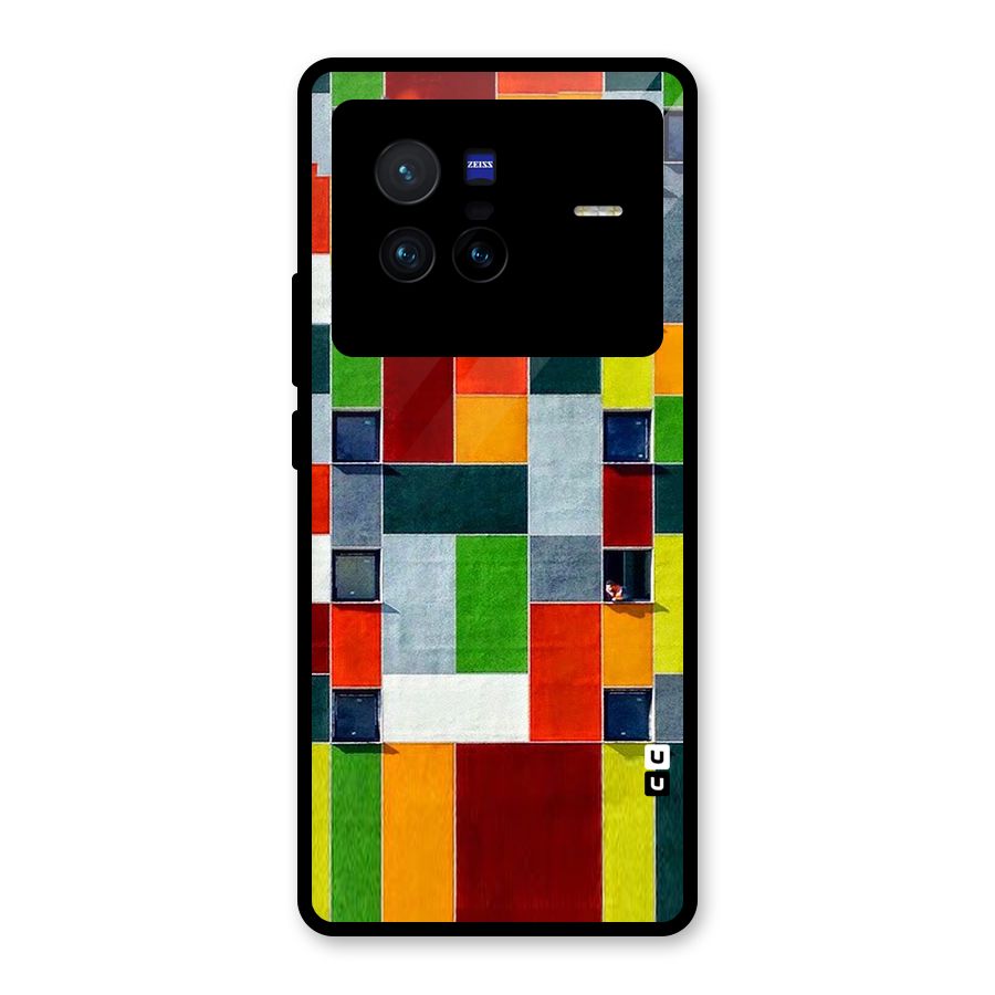Block Color Design Glass Back Case for Vivo X80