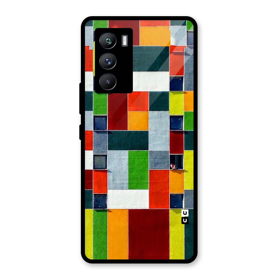Block Color Design Glass Back Case for Vivo iQOO 9 SE