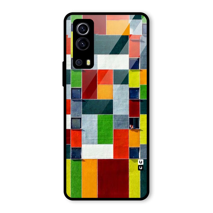 Block Color Design Glass Back Case for Vivo iQOO Z3