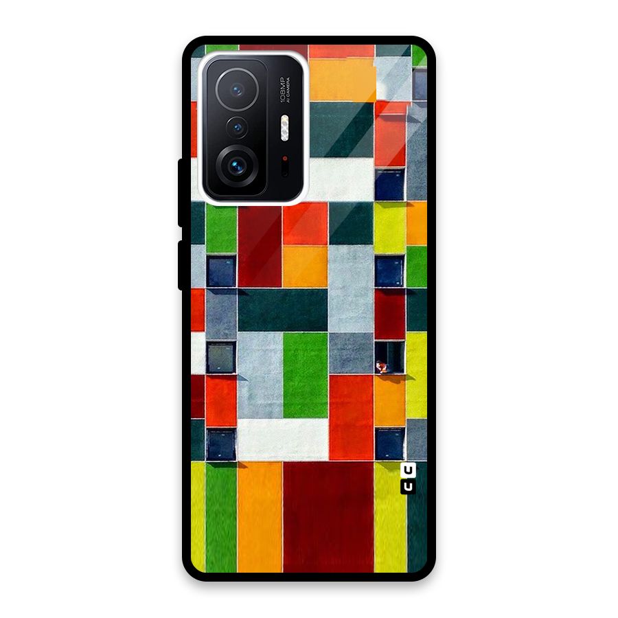 Block Color Design Glass Back Case for Xiaomi 11T Pro