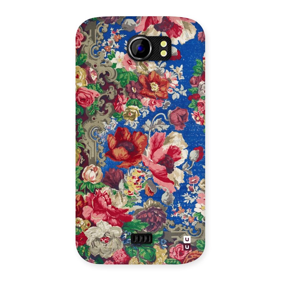 Block Printed Flowers Back Case for Micromax Canvas 2 A110